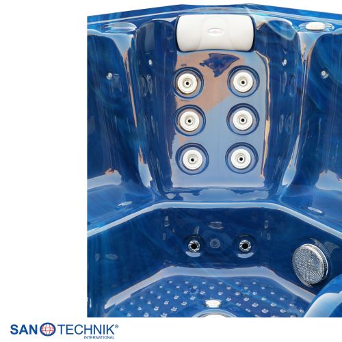 Sanotechnik - OASIS MAXI OUTDOOR WHIRLPOOL blue marble inkl. Abdeckung und Stiege 210x210x95 cm