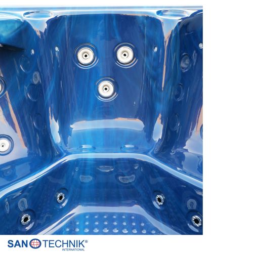 Sanotechnik - OASIS MAXI OUTDOOR WHIRLPOOL blue marble inkl. Abdeckung und Stiege 210x210x95 cm
