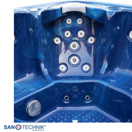 Sanotechnik - OASIS MAXI OUTDOOR WHIRLPOOL blue marble inkl. Abdeckung und Stiege 210x210x95 cm