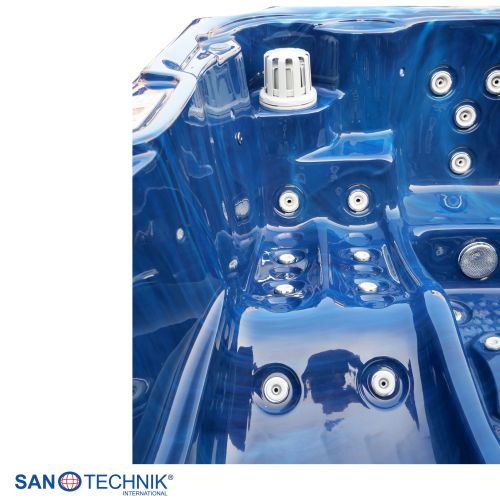 Sanotechnik - OASIS MAXI OUTDOOR WHIRLPOOL blue marble inkl. Abdeckung und Stiege 210x210x95 cm