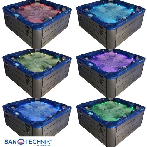 Sanotechnik - OASIS MAXI OUTDOOR WHIRLPOOL blue marble inkl. Abdeckung und Stiege 210x210x95 cm