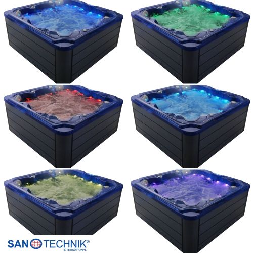 Sanotechnik - OASIS MAXI OUTDOOR WHIRLPOOL blue marble inkl. Abdeckung und Stiege 210x210x95 cm