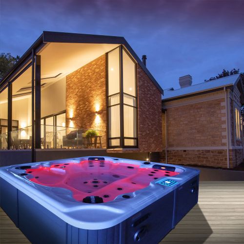 Sanotechnik - OASIS MAXI OUTDOOR WHIRLPOOL blue marble inkl. Abdeckung und Stiege 210x210x95 cm