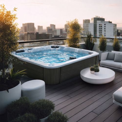 Sanotechnik - Zunanji masažni bazen PALMA - Beli marmor 190x190x86 cm