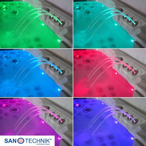 Sanotechnik - HAWAI OUTDOOR WHIRLPOOL white marble inkl. Abdeckung und Stiege 220x220x95 cm