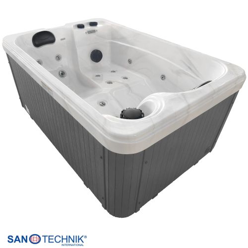 Sanotechnik - SPLIT OUTDOOR WHIRLPOOL white marble inkl. Abdeckung 175x115x70 cm