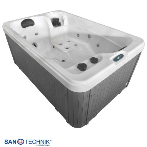 Sanotechnik - SPLIT OUTDOOR WHIRLPOOL white marble inkl. Abdeckung 175x115x70 cm