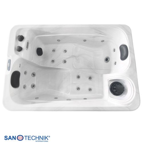 Sanotechnik - SPLIT OUTDOOR WHIRLPOOL white marble inkl. Abdeckung 175x115x70 cm