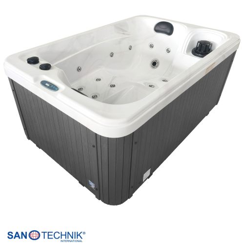 Sanotechnik - SPLIT OUTDOOR WHIRLPOOL white marble inkl. Abdeckung 175x115x70 cm
