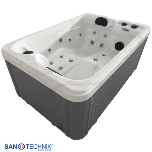 Sanotechnik - SPLIT OUTDOOR WHIRLPOOL white marble inkl. Abdeckung 175x115x70 cm