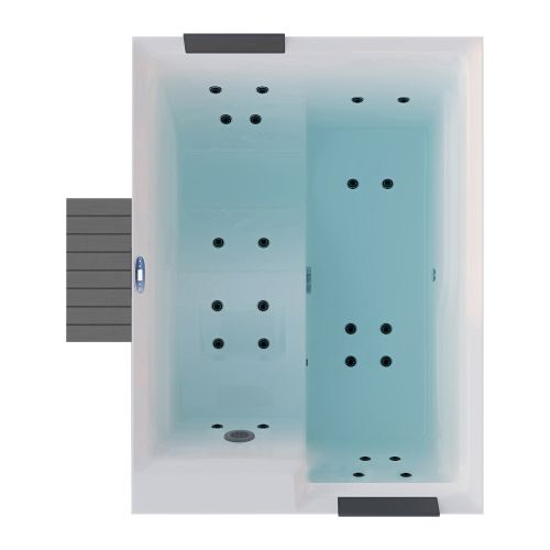 Sanotechnik - KORFU OUTDOOR WHIRLPOOL white inkl. Abdeckung und Stiege 190x140x70 cm