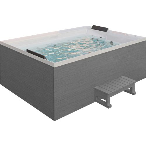 Sanotechnik - KORFU OUTDOOR WHIRLPOOL white inkl. Abdeckung und Stiege 190x140x70 cm