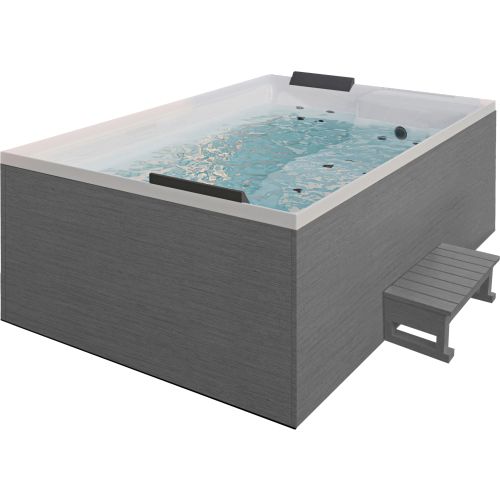 Sanotechnik - KORFU OUTDOOR WHIRLPOOL white inkl. Abdeckung und Stiege 190x140x70 cm