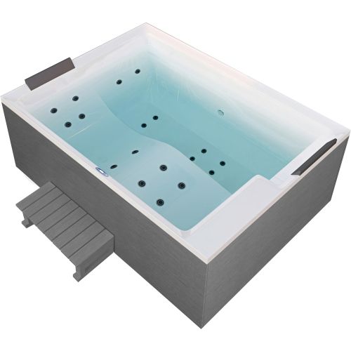Sanotechnik - KORFU OUTDOOR WHIRLPOOL white inkl. Abdeckung und Stiege 190x140x70 cm