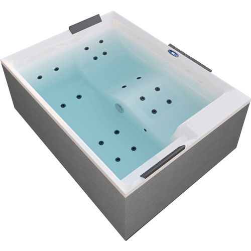 Sanotechnik - KORFU OUTDOOR WHIRLPOOL white inkl. Abdeckung und Stiege 190x140x70 cm