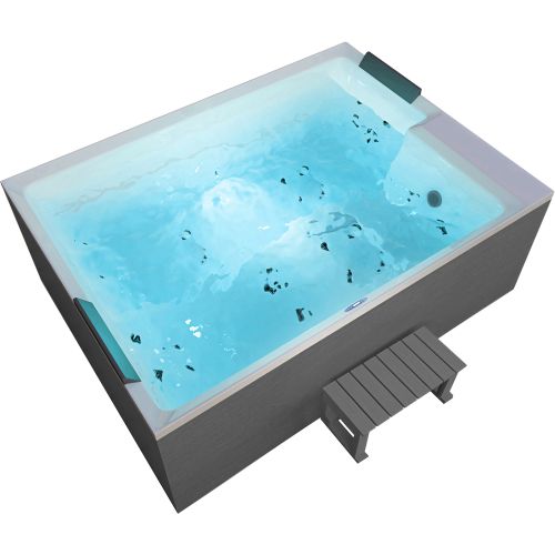 Sanotechnik - KORFU OUTDOOR WHIRLPOOL white inkl. Abdeckung und Stiege 190x140x70 cm