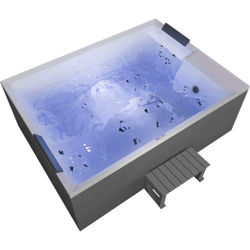 Sanotechnik - KORFU OUTDOOR WHIRLPOOL white inkl. Abdeckung und Stiege 190x140x70 cm