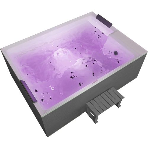 Sanotechnik - KORFU OUTDOOR WHIRLPOOL white inkl. Abdeckung und Stiege 190x140x70 cm