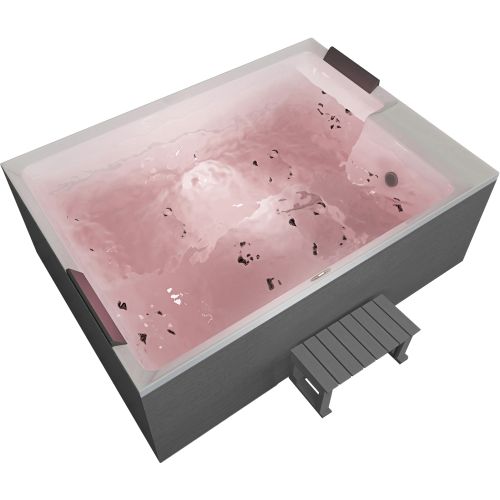 Sanotechnik - KORFU OUTDOOR WHIRLPOOL white inkl. Abdeckung und Stiege 190x140x70 cm