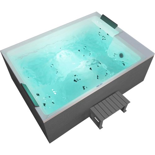 Sanotechnik - KORFU OUTDOOR WHIRLPOOL white inkl. Abdeckung und Stiege 190x140x70 cm