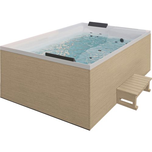 Sanotechnik - ZADAR OUTDOOR WHIRLPOOL white inkl. Abdeckung und Stiege 190x140x70 cm