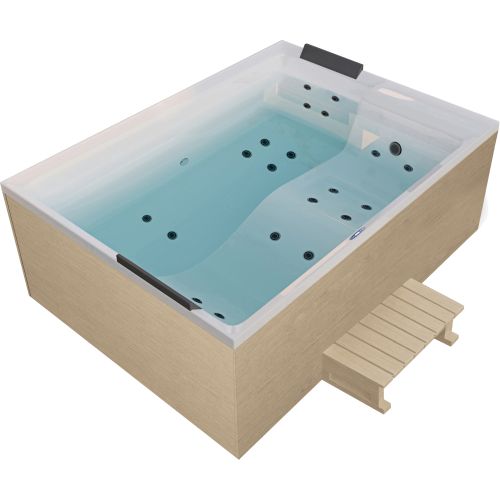 Sanotechnik - ZADAR OUTDOOR WHIRLPOOL white inkl. Abdeckung und Stiege 190x140x70 cm
