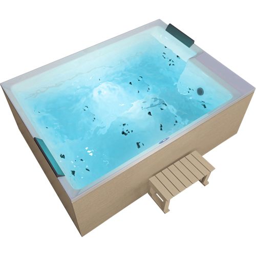 Sanotechnik - ZADAR OUTDOOR WHIRLPOOL white inkl. Abdeckung und Stiege 190x140x70 cm