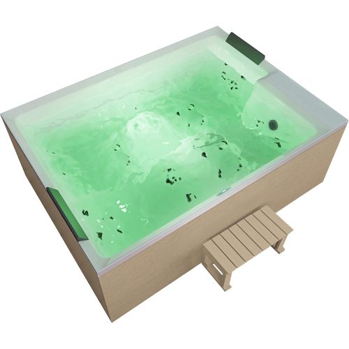 Sanotechnik - ZADAR OUTDOOR WHIRLPOOL white inkl. Abdeckung und Stiege 190x140x70 cm