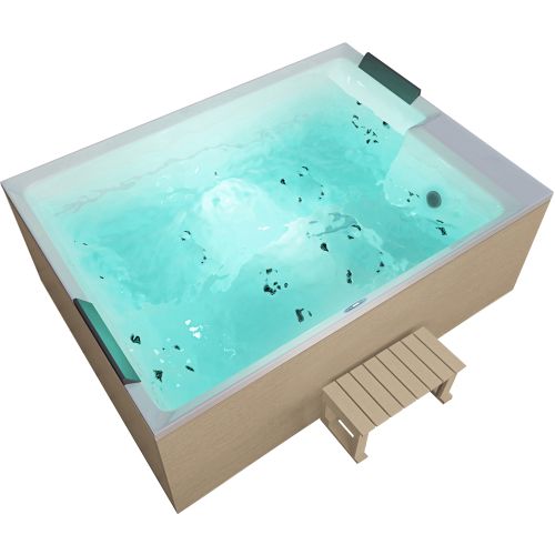 Sanotechnik - ZADAR OUTDOOR WHIRLPOOL white inkl. Abdeckung und Stiege 190x140x70 cm