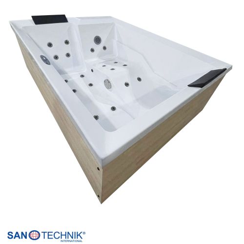 Sanotechnik - Vanjski masažni bazen ZADAR - bijeli 190x140x70 cm, uključujući pokrov i stepenice