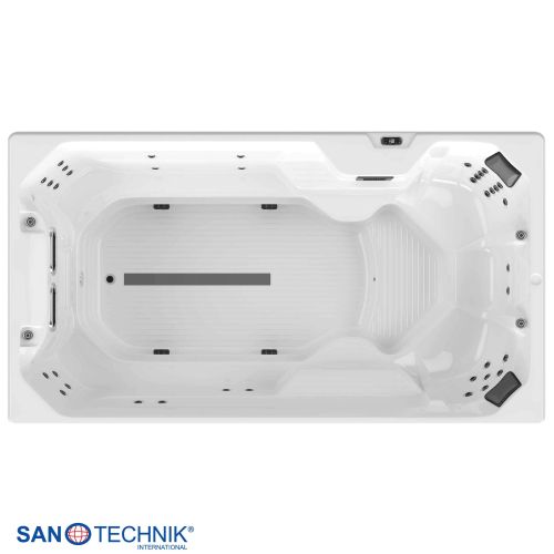 Sanotechnik - Masažni bazen za plivanje VALENCIA, bijeli s poklopcem i stepenicama 400x220x126 cm