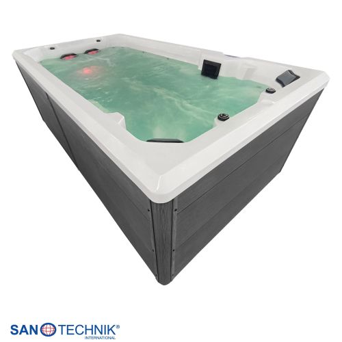 Sanotechnik - Masažni bazen za plivanje VALENCIA, bijeli s poklopcem i stepenicama 400x220x126 cm