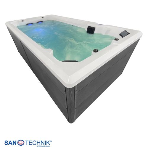 Sanotechnik - Masažni bazen za plivanje VALENCIA, bijeli s poklopcem i stepenicama 400x220x126 cm
