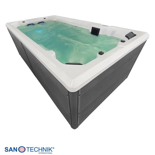 Sanotechnik - Masažni bazen za plivanje VALENCIA, bijeli s poklopcem i stepenicama 400x220x126 cm