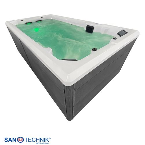 Sanotechnik - Masažni bazen za plivanje VALENCIA, bijeli s poklopcem i stepenicama 400x220x126 cm
