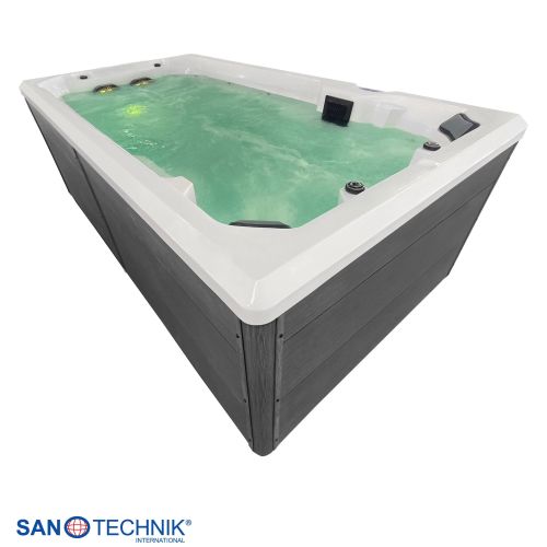 Sanotechnik - Masažni bazen za plivanje VALENCIA, bijeli s poklopcem i stepenicama 400x220x126 cm