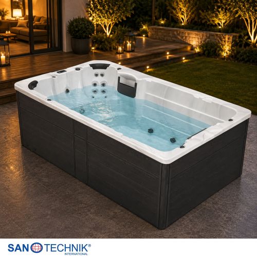 Sanotechnik - Plavalni masažni bazen IBIZA srebrno bel 400x228x131 cm