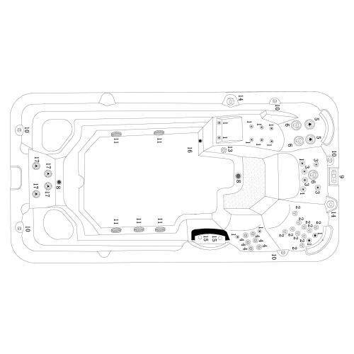 OUTDOORPOOL SWIMSPA +AD +ST MENORCA sterling silver 450x228x131 cm
