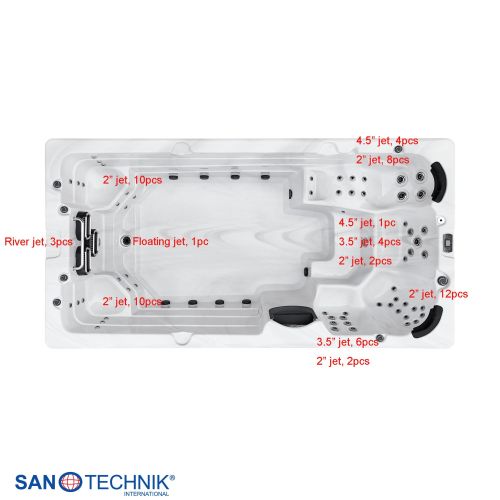 Sanotechnik - Plavalni masažni bazen MENORCA - Beli marmor 450x228x131 cm
