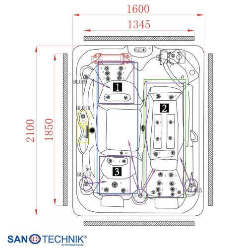 Sanotechnik - Zunanji masažni bazen FIJI - Beli marmor 210x160x80 cm