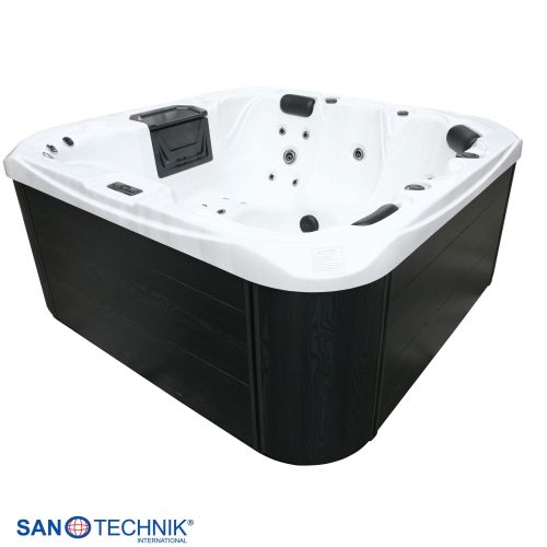 Sanotechnik - TAHITI OUTDOOR WHIRLPOOL white marble inkl. Abdeckung und Stiege 200x200x88 cm