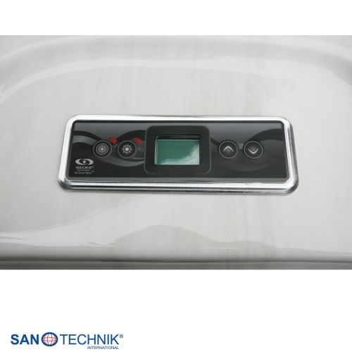 Sanotechnik - TAHITI OUTDOOR WHIRLPOOL white marble inkl. Abdeckung und Stiege 200x200x88 cm