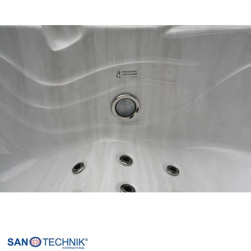 Sanotechnik - TAHITI OUTDOOR WHIRLPOOL white marble inkl. Abdeckung und Stiege 200x200x88 cm