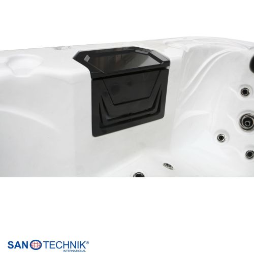 Sanotechnik - TAHITI OUTDOOR WHIRLPOOL white marble inkl. Abdeckung und Stiege 200x200x88 cm