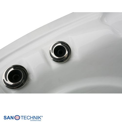 Sanotechnik - TAHITI OUTDOOR WHIRLPOOL white marble inkl. Abdeckung und Stiege 200x200x88 cm