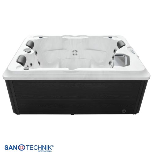 Sanotechnik - DIABLO OUTDOOR WHIRLPOOL white marble inkl. Abdeckung und Stiege 210x160x80 cm