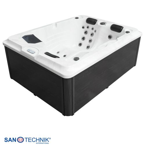 Sanotechnik - DIABLO OUTDOOR WHIRLPOOL white marble inkl. Abdeckung und Stiege 210x160x80 cm