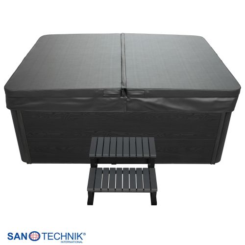 Sanotechnik - DIABLO OUTDOOR WHIRLPOOL white marble inkl. Abdeckung und Stiege 210x160x80 cm