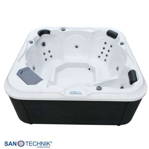 Sanotechnik - TIROL OUTDOOR WHIRLPOOL white marble inkl. Abdeckung und Stiege 210x210x80 cm