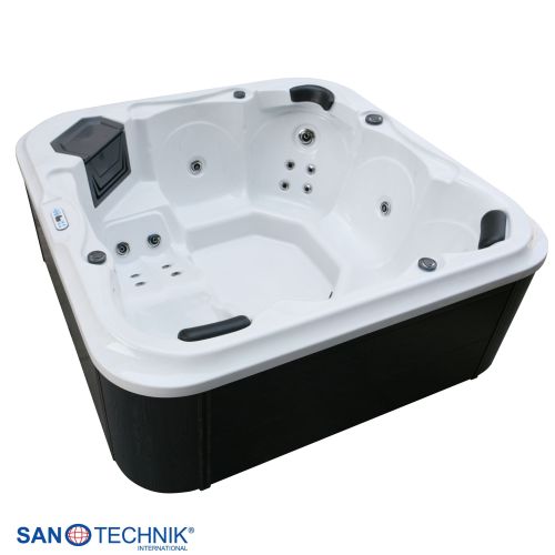 Sanotechnik - TIROL OUTDOOR WHIRLPOOL white marble inkl. Abdeckung und Stiege 210x210x80 cm